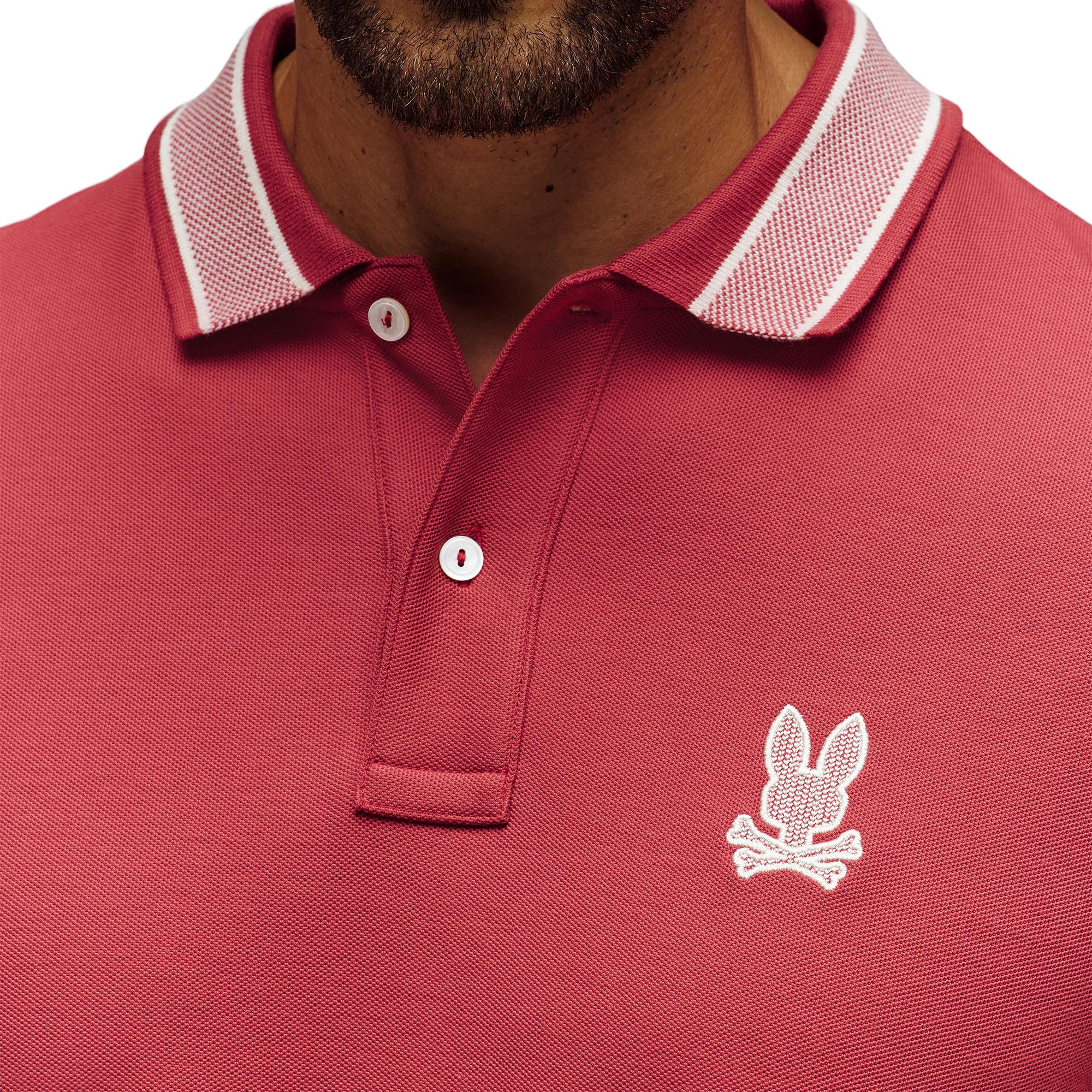 Psycho Bunny Harlow Pique Mens Polo Shirt Garnet